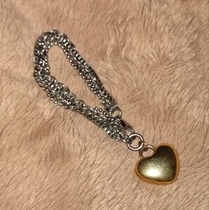 Stainless Steel Milor Multi Link Bracelet With Gold Heart